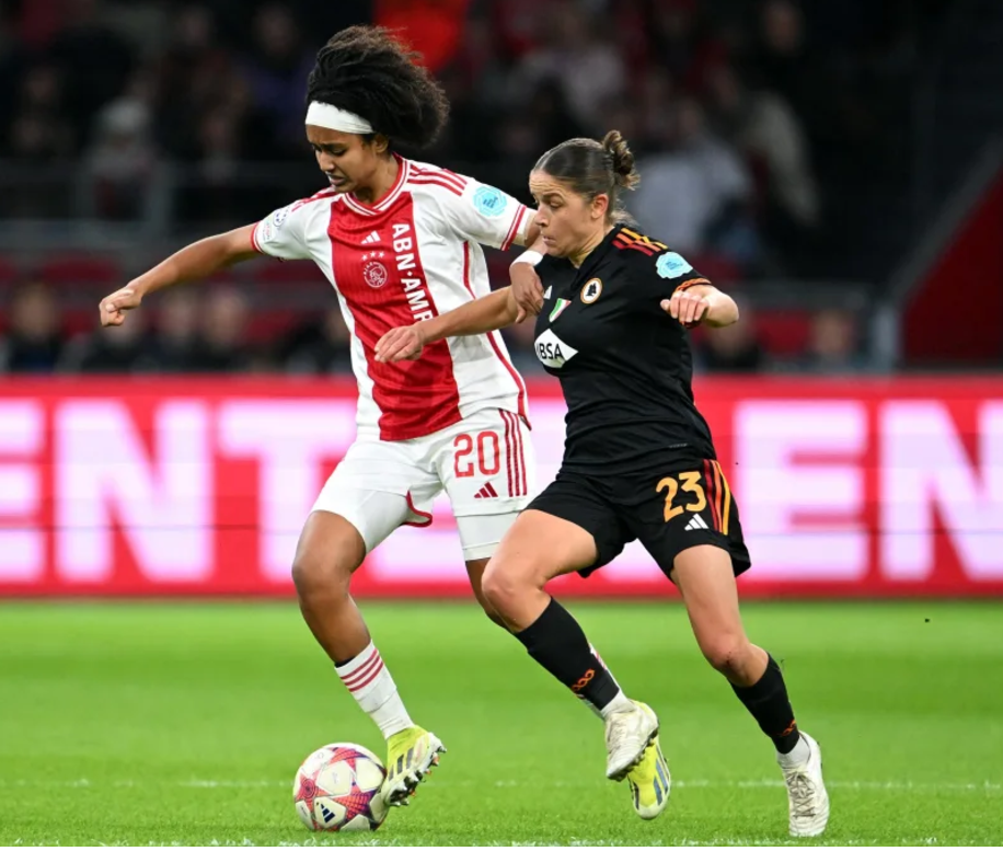 Lily Yohannes playing for Ajax in the UEFA Women's Champions League on January 30.